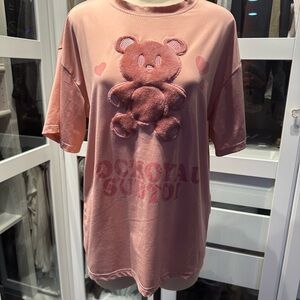 Pink Teddy Bear Short Sleeve Shirt sz 2